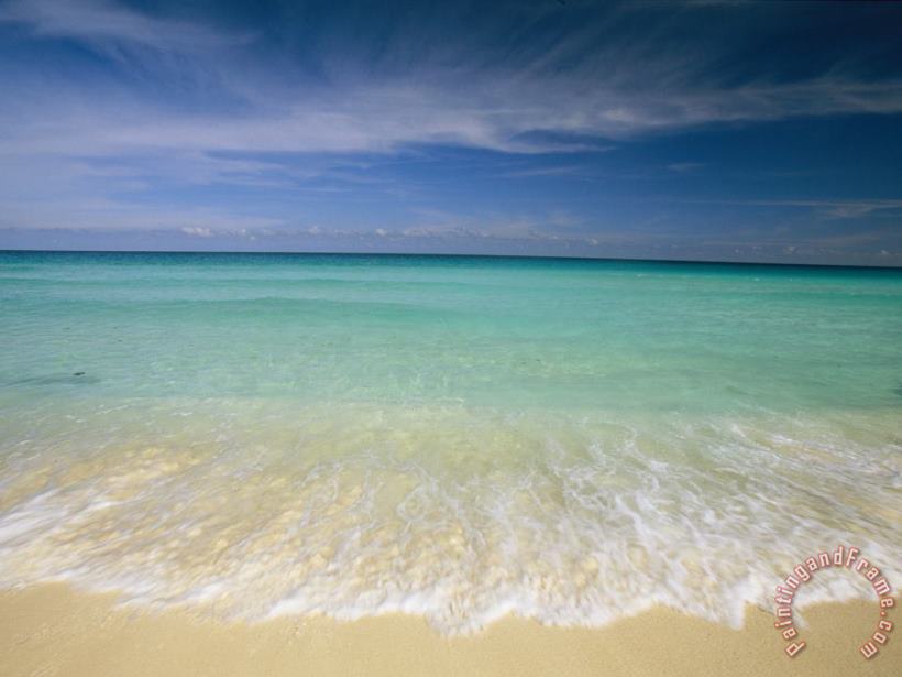 Collection Clear Blue Water And Wispy Clouds Along The Beach at Cancun Art Print