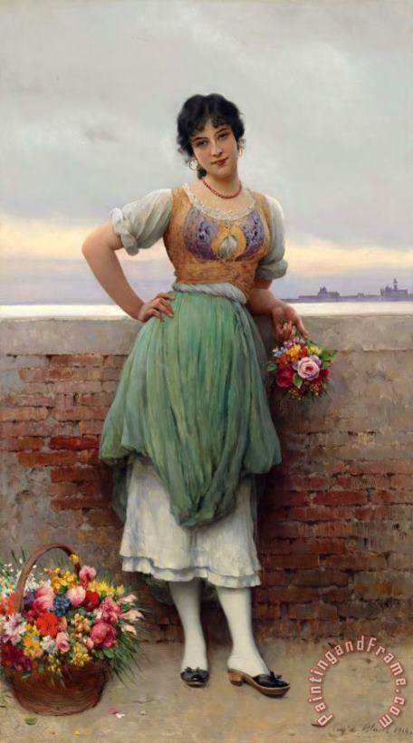 Eugen von Blaas The Venetian Flower Seller Art Painting