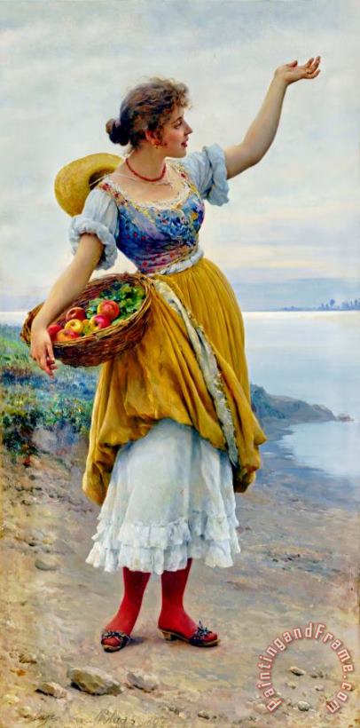 Eugen von Blaas Woman with a Basket of Fruit, 1897 Art Painting