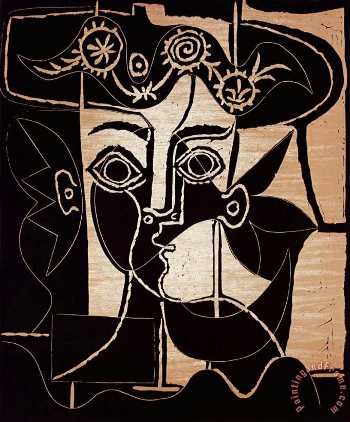 Pablo Picasso Large Woman S Head with Decorated Hat Art Print