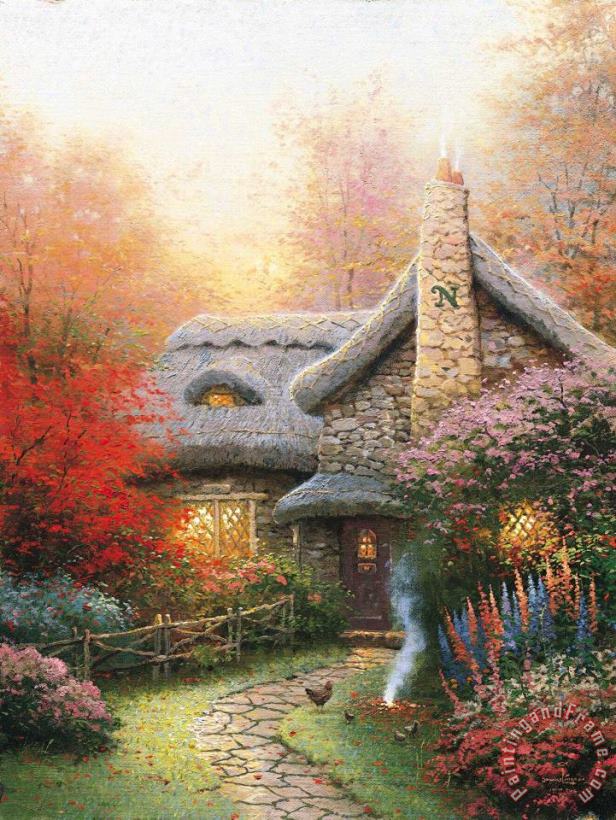 Thomas Kinkade Autumn at Ashley's Cottage painting