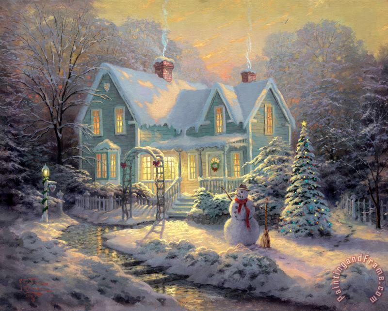 Thomas Kinkade Blessings of Christmas Art Painting