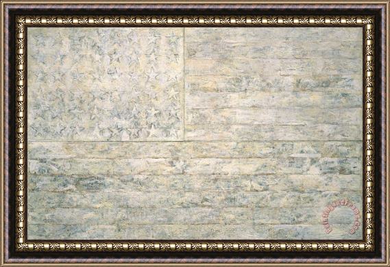 Jasper Johns White Flags Framed Painting