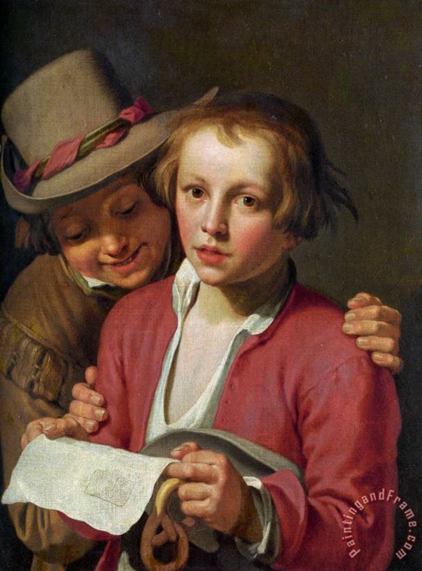 Two Boys Singing From Sheet of Paper painting - Abraham Bloemaert Two Boys Singing From Sheet of Paper Art Print