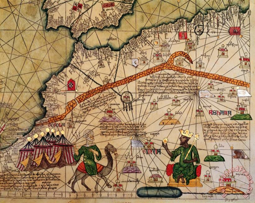 Abraham Cresques Catalan Map of Europe and North Africa Charles V of France in 1381 Art Print