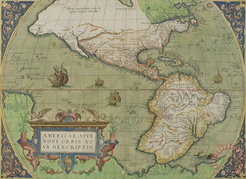 Map of North and South America painting - Abraham Ortelius Map of North and South America Art Print Map of North and South America painting - Abraham Ortelius Map of North and South America Art Print