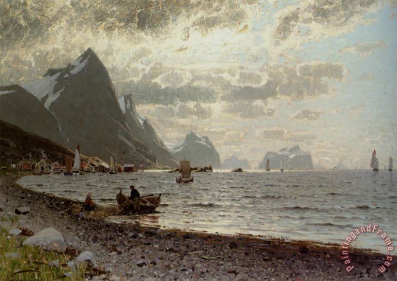 A Norwegian Fjord painting - Adelsteen Normann A Norwegian Fjord Art Print