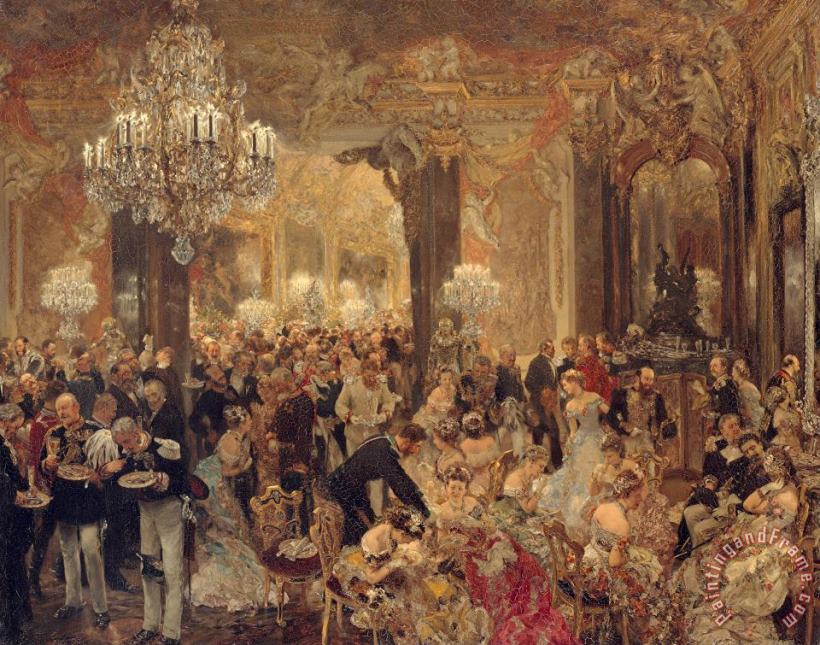 Dinner At The Ball painting - Adolf Friedrich Erdmann von Menzel Dinner At The Ball Art Print