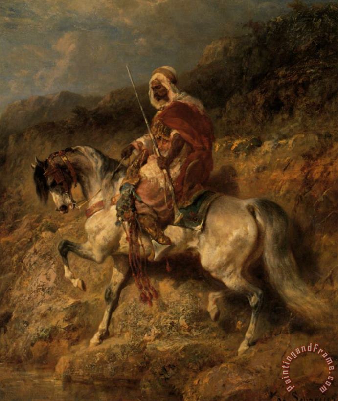 Adolf Schreyer An Arab Horseman on The March Art Painting