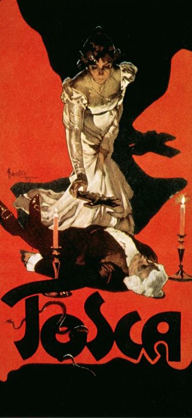 Poster Advertising A Performance Of Tosca painting - Adolfo Hohenstein Poster Advertising A Performance Of Tosca Art Print
