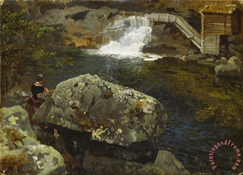 Adolph Tidemand & Hans Gude By The Mill Pond Art Painting