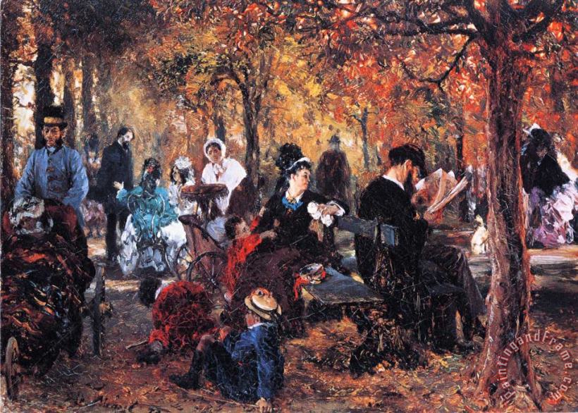 In The Luxembourg Gardens painting - Adolph Von Menzel In The Luxembourg Gardens Art Print