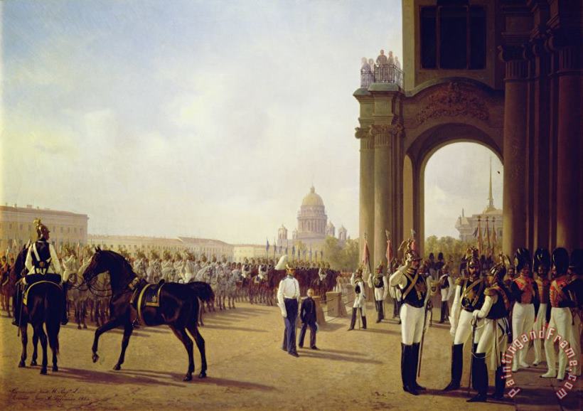 Adolphe Ladurner Parade at the Palace Square in Saint Petersburg Art Painting