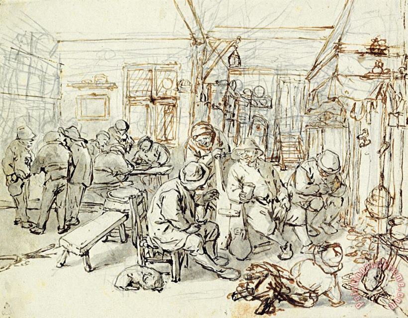Adriaen Van Ostade Company of Peasants in a Tavern, C. 1670 1679 Art Print