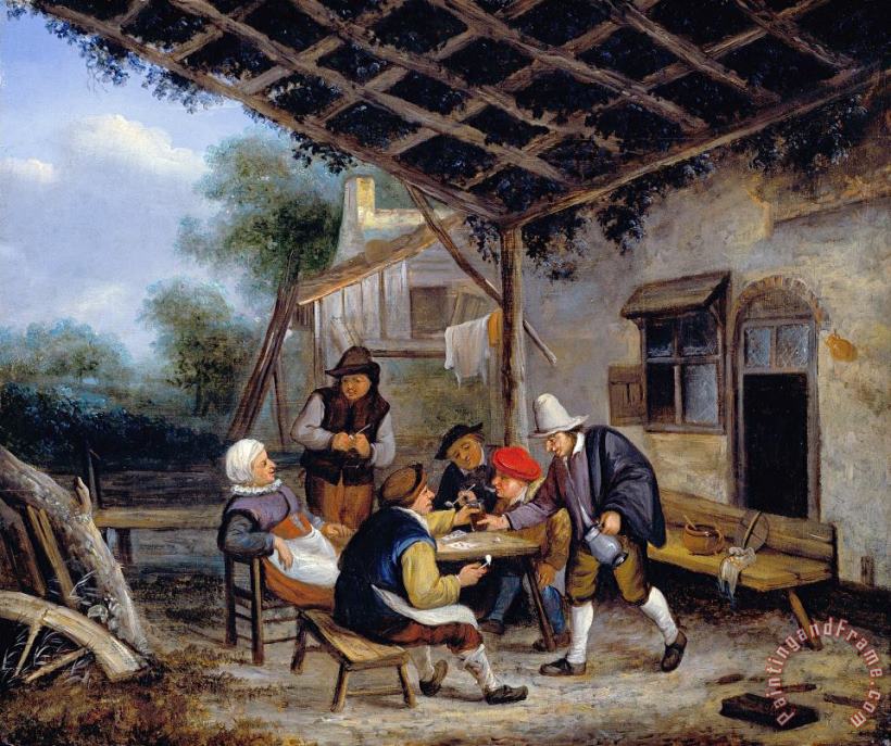 Adriaen Van Ostade Peasants Drinking Art Painting