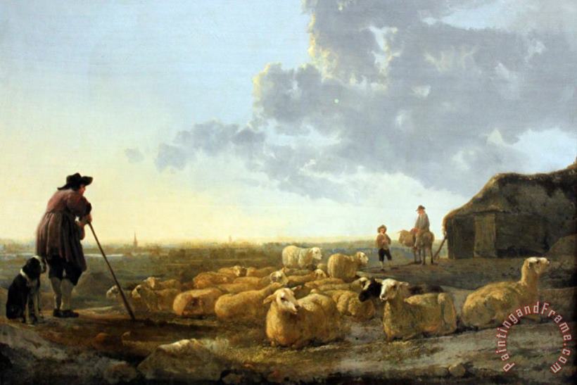 Herd of Sheep at Pasture painting - Aelbert Cuyp Herd of Sheep at Pasture Art Print