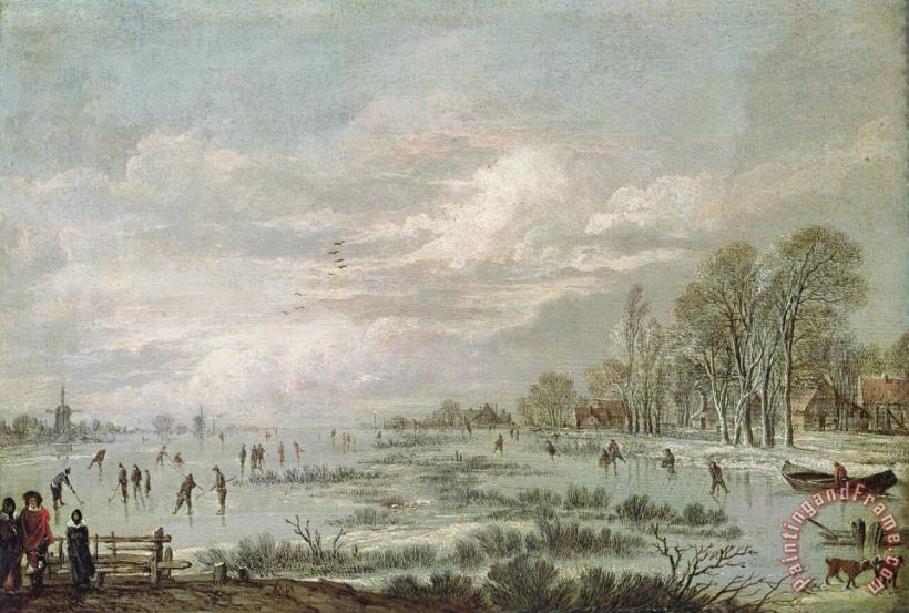 Winter Landscape painting - Aert van der Neer Winter Landscape Art Print