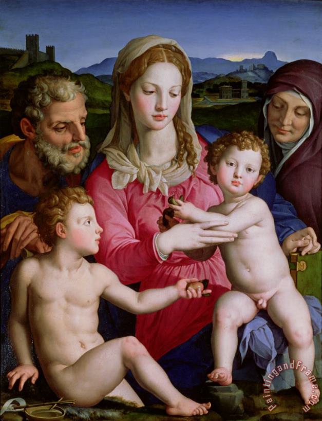 Holy Family with St Anne and the infant St John the Baptist painting - Agnolo Bronzino Holy Family with St Anne and the infant St John the Baptist Art Print