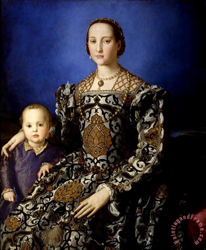 Portrait of Eleanor of Toledo with Her Son Giovanni painting - Agnolo Bronzino Portrait of Eleanor of Toledo with Her Son Giovanni Art Print
