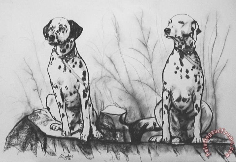 Two dogs painting - Agris Rautins Two dogs Art Print