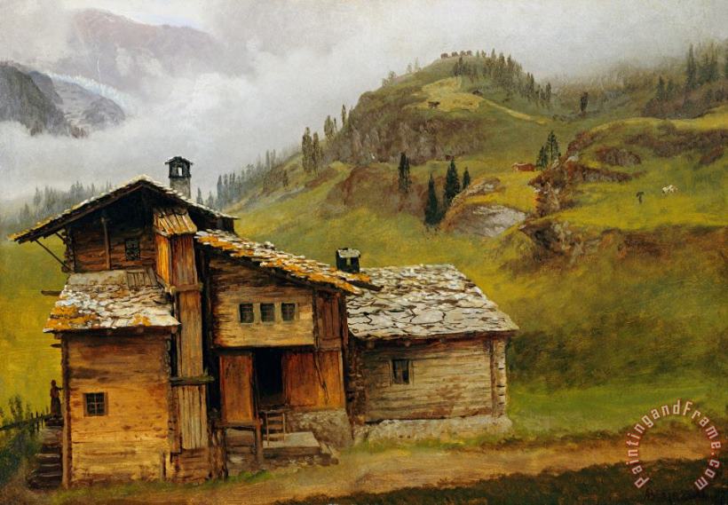 Mountain House painting - Albert Bierstadt Mountain House Art Print