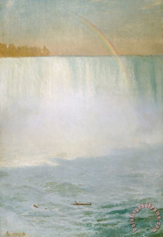 Albert Bierstadt Waterfall and Rainbow at Niagara Falls Art Painting