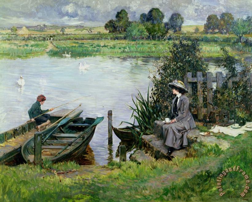 Albert Chevallier Tayler The Thames at Benson Art Painting