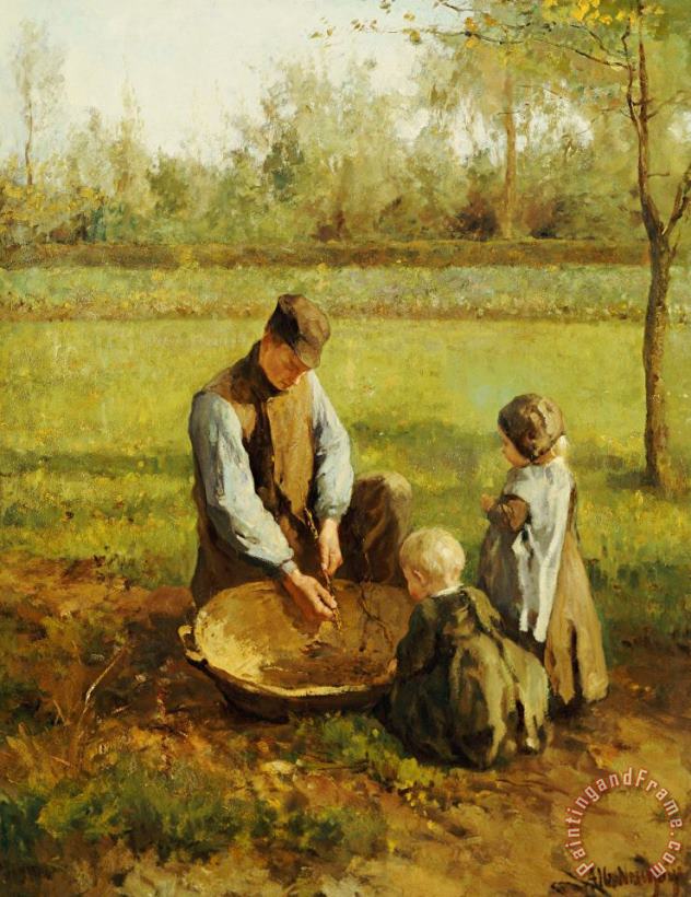 Watching Father Work painting - Albert Neuhuys Watching Father Work Art Print