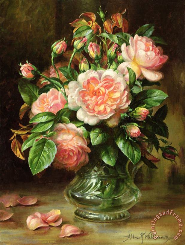 Albert Williams English Elegance Roses In A Glass Art Print