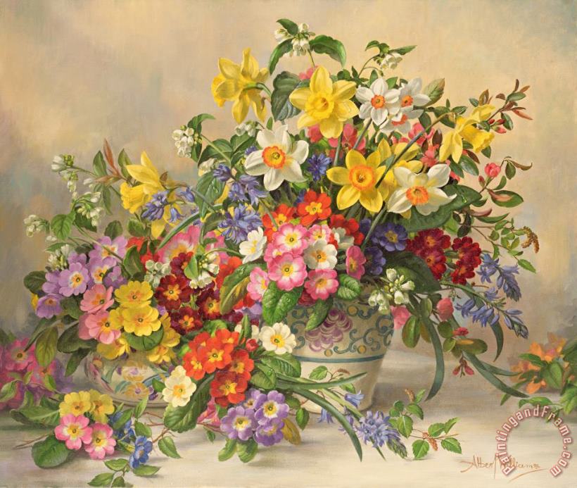 Albert Williams Spring Flowers And Poole Pottery Art Painting