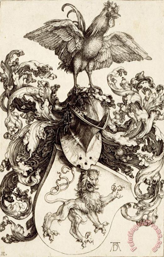 Albrecht Durer Coat of Arms with a Lion And a Cock Art Print