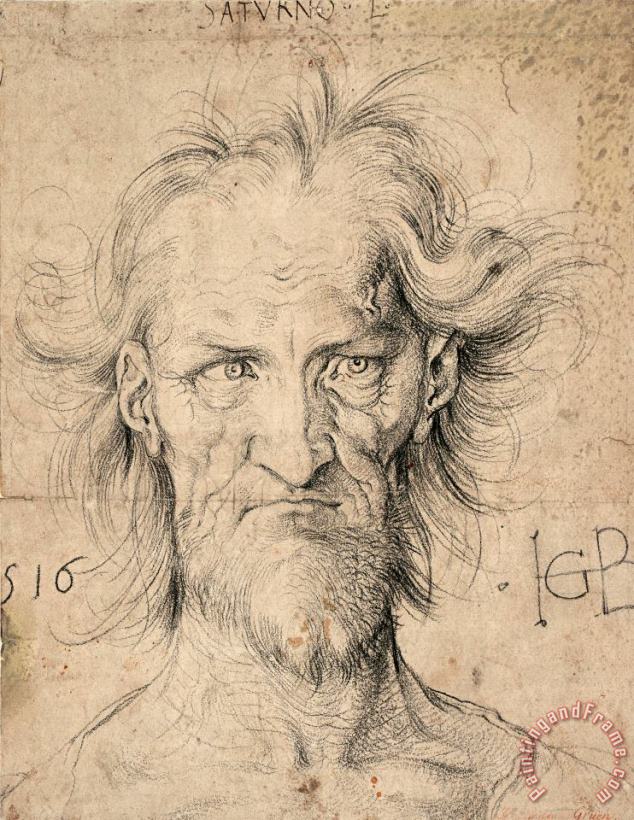 Albrecht Durer Head of a Bearded Old Man ( Saturn ), 1516 Art Painting
