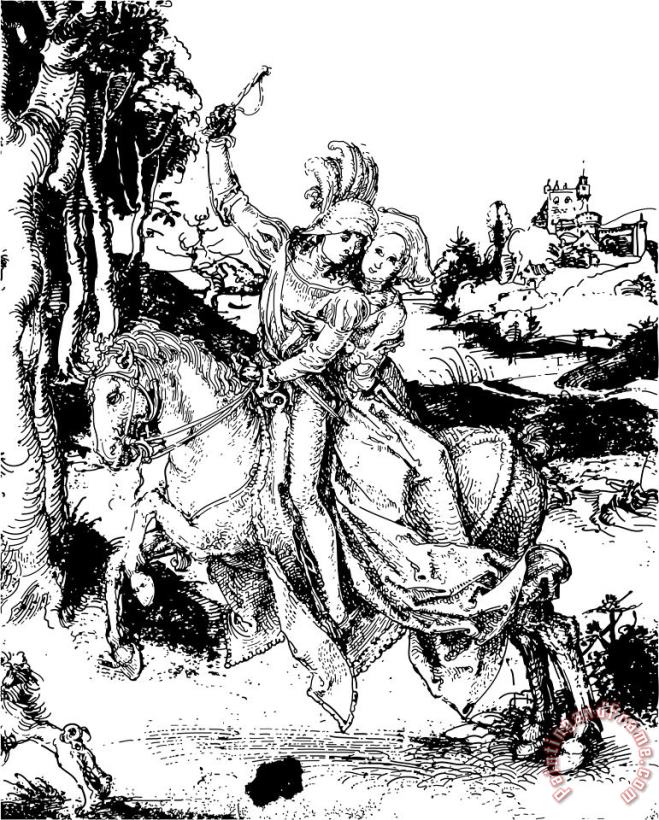 Albrecht Durer Horseback Riding Drawing Art Print