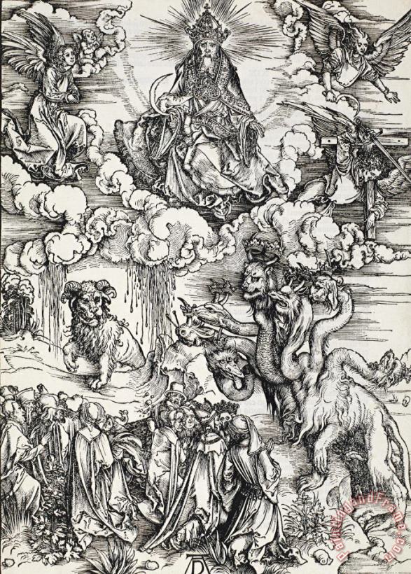 Albrecht Durer The Seven Headed Beast And The Beast with Lamb's Horns Art Print
