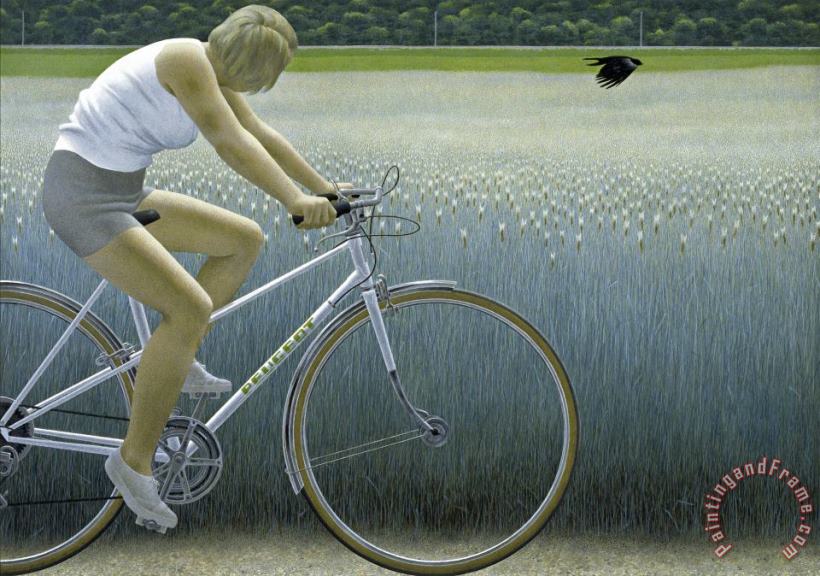 Alex Colville Cyclist And Crow Art Painting