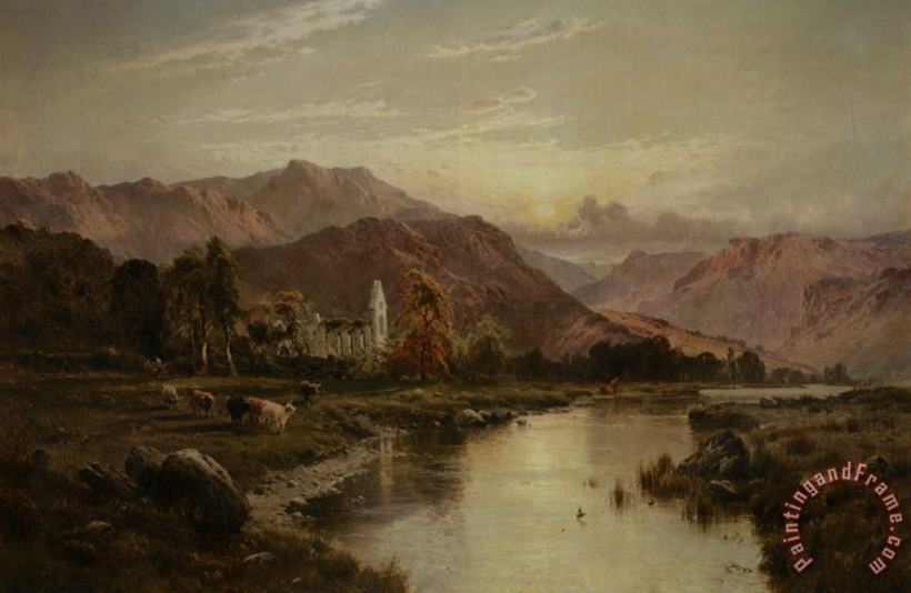 Alfred Fontville De Breanski Vale of Llangollen North Wales Art Painting