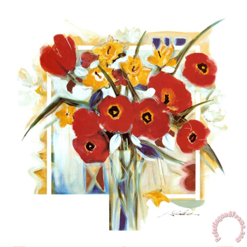 alfred gockel Red Poppies in Vase Art Painting