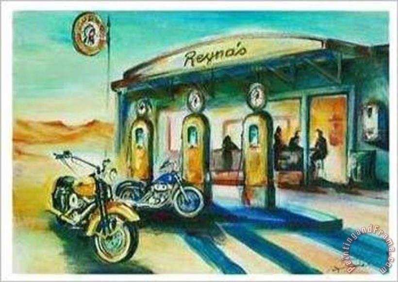 Reyna S Desert Cafe painting - alfred gockel Reyna S Desert Cafe Art Print