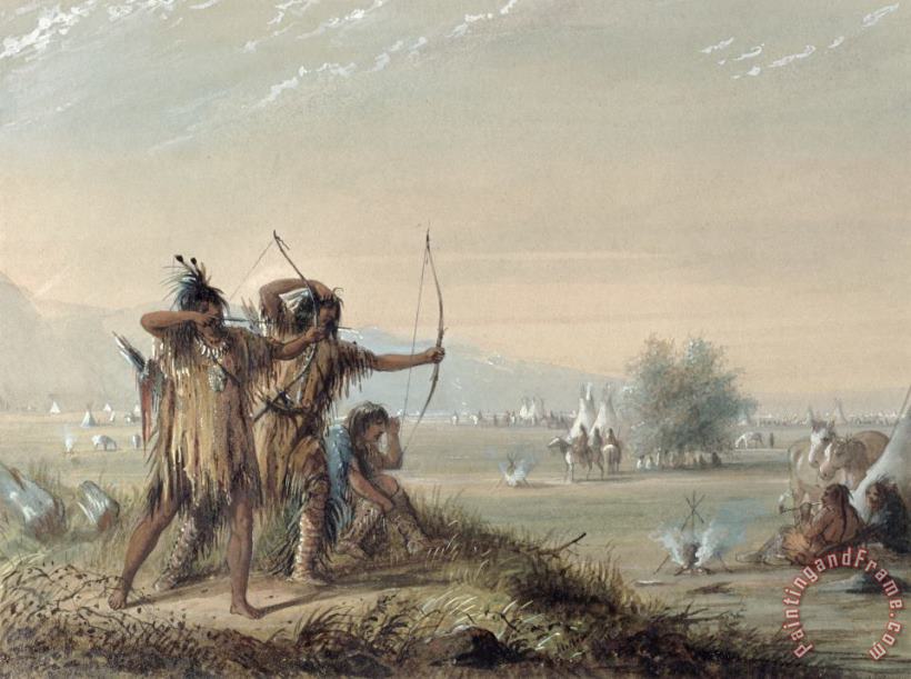 Snake Indians Testing Bows painting - Alfred Jacob Miller Snake Indians Testing Bows Art Print