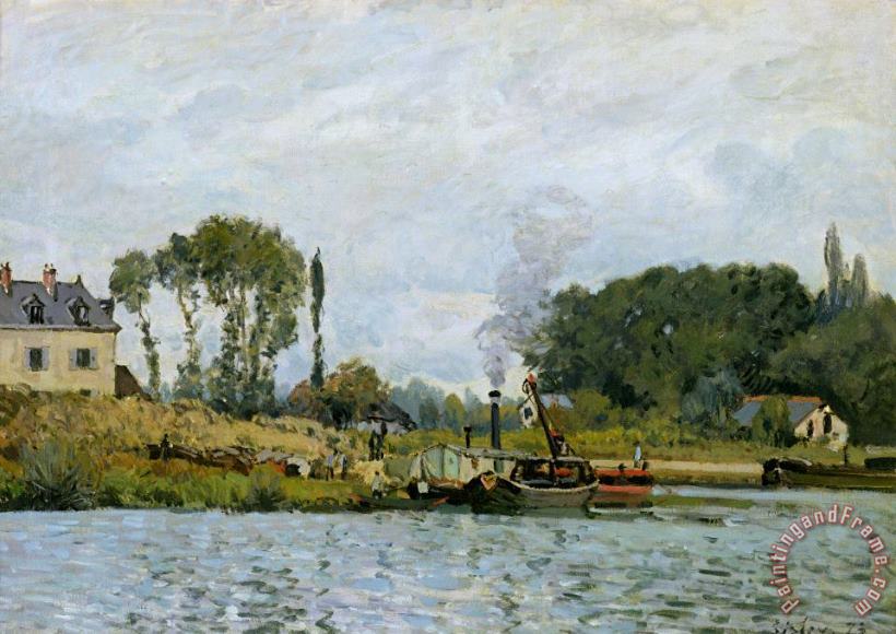 Alfred Sisley Boats at the lock at Bougival Art Print