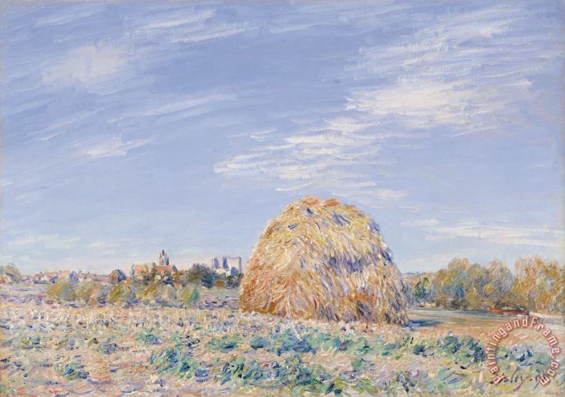 Haystack on the Banks of the Loing painting - Alfred Sisley Haystack on the Banks of the Loing Art Print