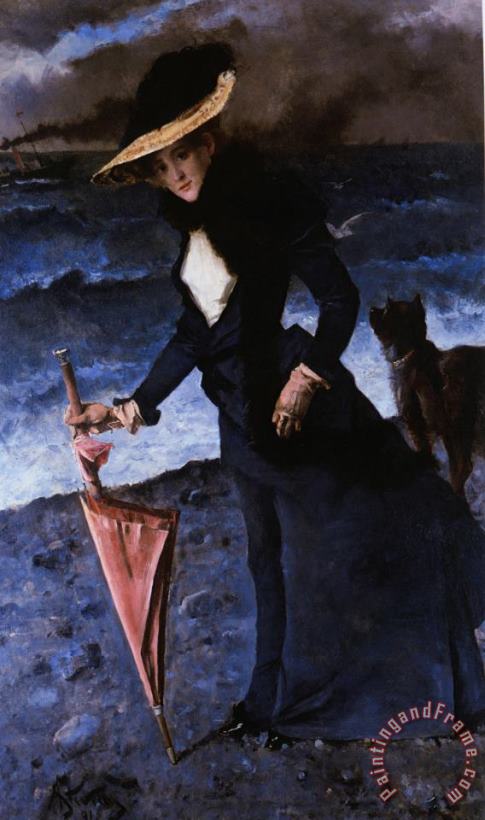 Alfred Stevens Le Coup De Vent Art Painting