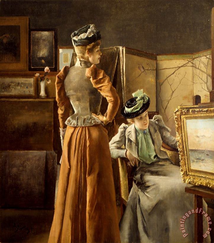 Alfred Stevens Visit to The Studio Art Painting