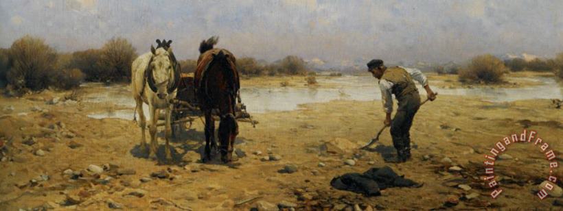 Alfred von Wierusz Kowalski The Sand Digger Art Painting