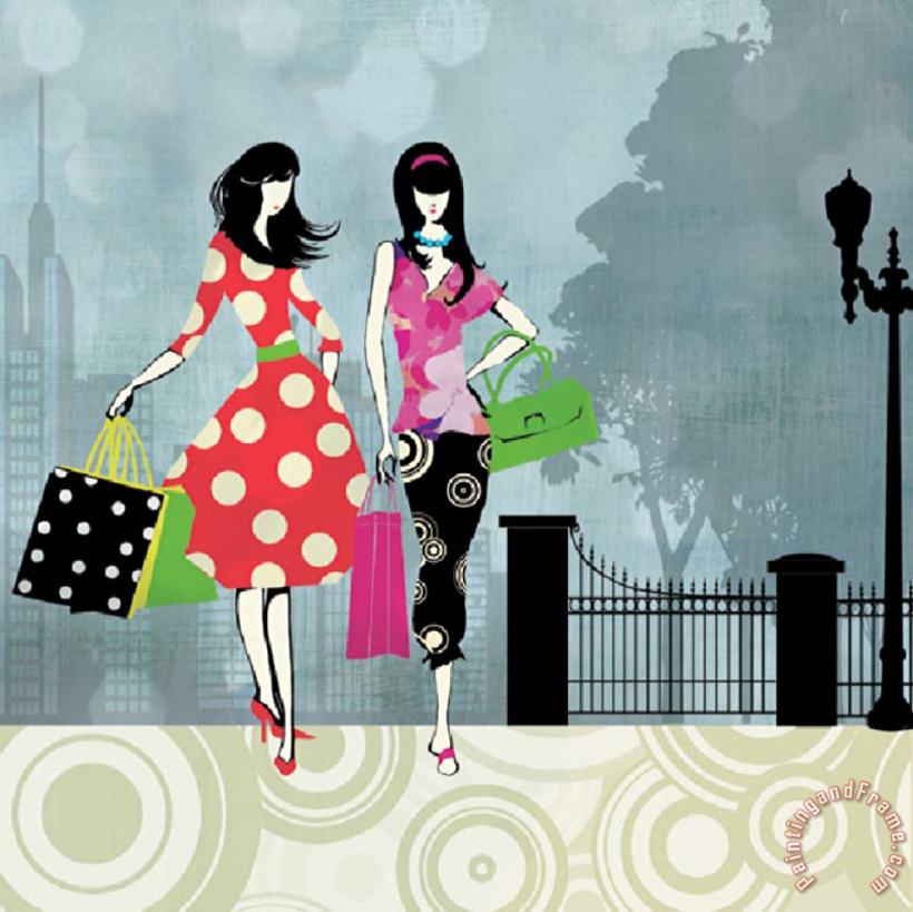 Girls Gone Shopping painting - Allison Pearce Girls Gone Shopping Art Print