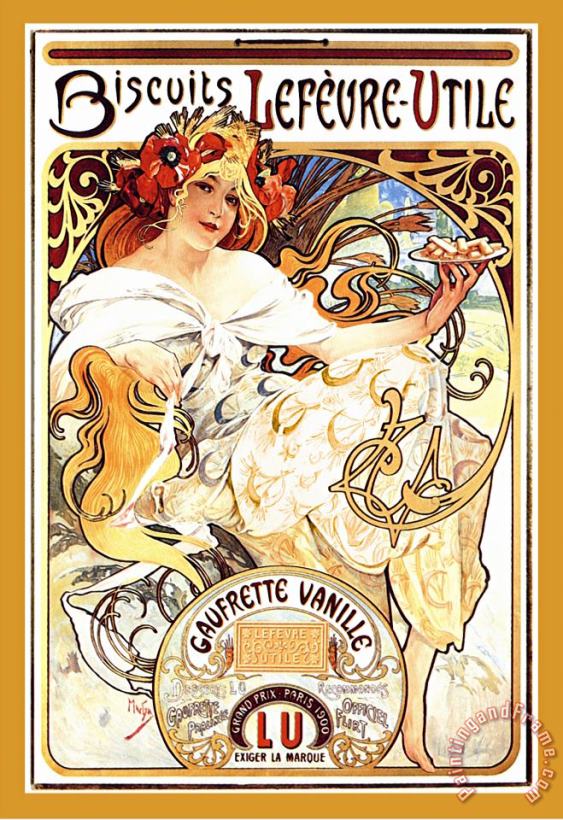 Biscuits Lefevre Utile painting - Alphonse Marie Mucha Biscuits Lefevre Utile Art Print