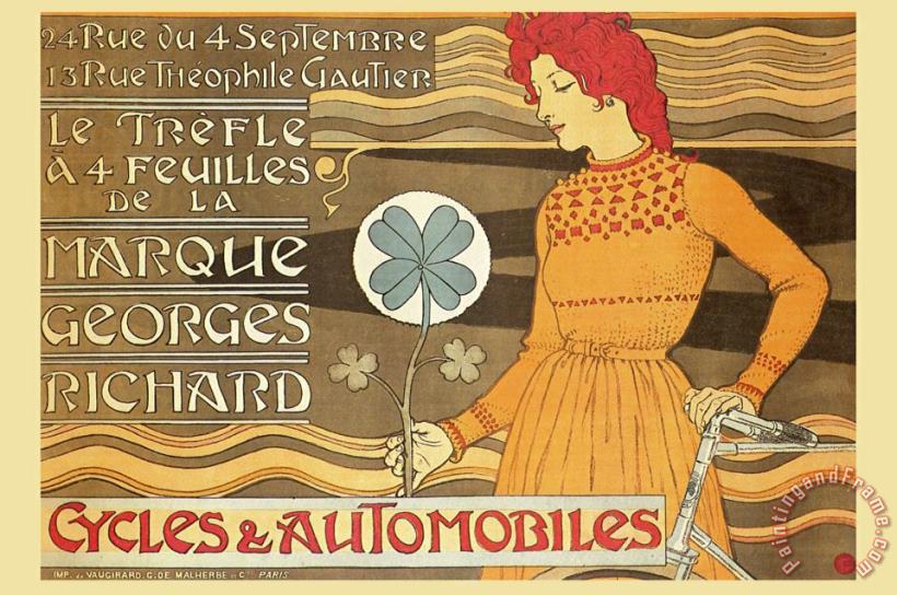 Alphonse Marie Mucha Cycles And Automobile by Marque George Richard Art Painting