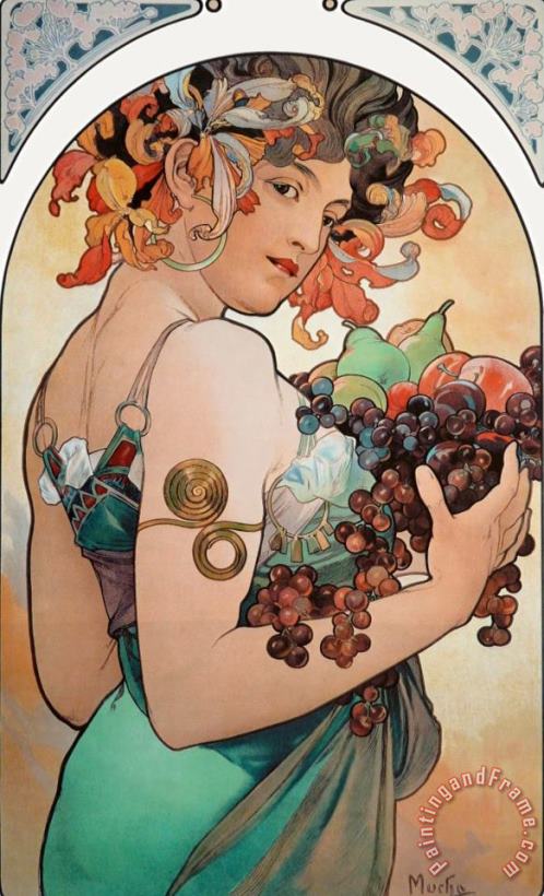 Alphonse Marie Mucha Fruit Art Painting
