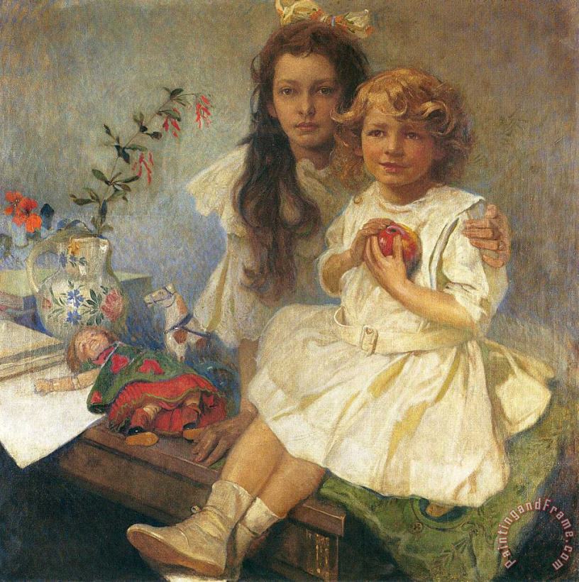 Jaroslava And Jiri The Artist S Children 1919 painting - Alphonse Marie Mucha Jaroslava And Jiri The Artist S Children 1919 Art Print