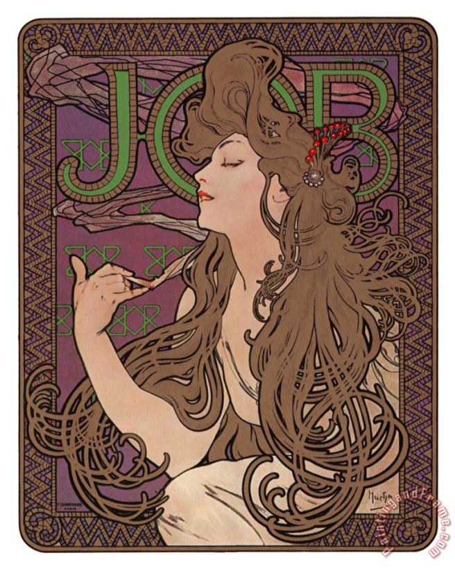 Job C.1898 painting - Alphonse Marie Mucha Job C.1898 Art Print